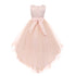 RainKids Big Girls Blush Pearl Hi-Low Satin Tulle Flower Girl Dress 8-12 - SophiasStyle.com